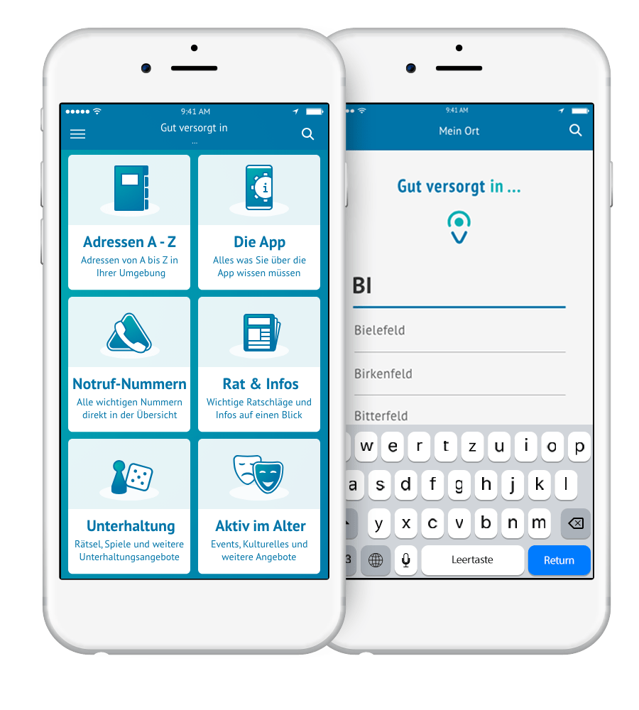 Zwei Handys mit der App von GVI als Inhalt.